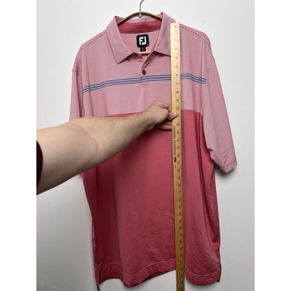 FootJoy Polo Shirt Mens XL Pink Athletic Fit Striped Preppy Golf No Course Logo - Picture 6 of 8